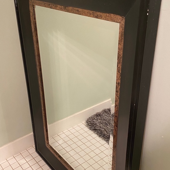 Stylish Black with Gold Trim Wood Frame Mirror - Picture 4 of 9